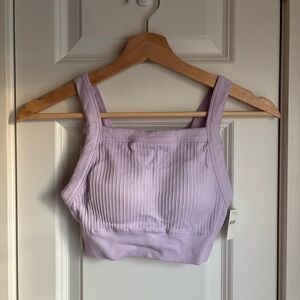 NWT Aerie Lavender Purple Ribbed Sports Bra High Neck with Removable Padding